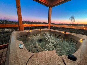 sunset by the hot tub