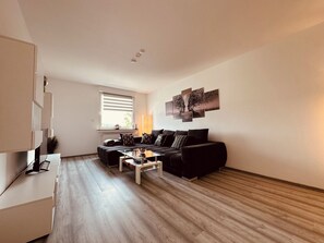 Sleeping Couch, coffee table, Smart-TV, Internet (1)