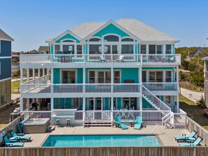 The Back of Blue Moon Features Ocean Views, Pool, Hot Tub and Bar Seating!