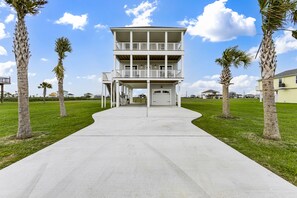 Front view of the house on 1 acre lot