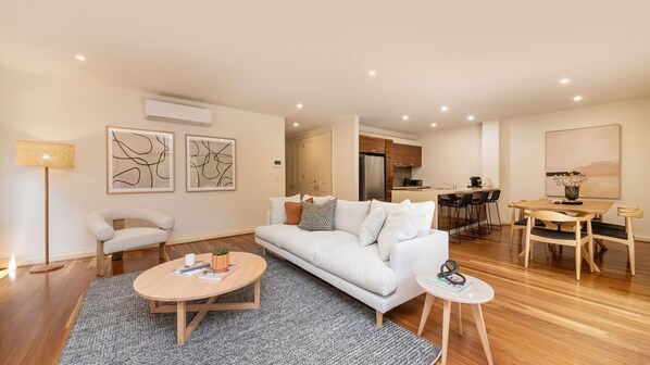Light and bright air conditioned living space leading out to the courtyard 