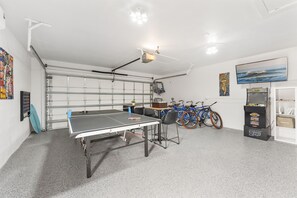 Have fun in the game room with ping pong, video and arcade games, giant connect 4, TV and tables and chairs