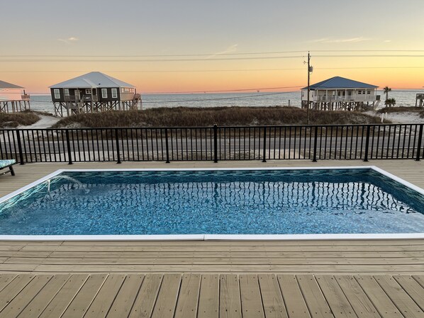 Large saltwater pool overlooking the beach and ocean.