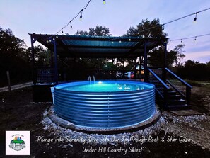Stay refreshed at the Rustic Barnyard Tin Trough Pool!                              
(18'in diameter X 4' deep)
