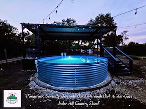 Stay refreshed at the Rustic Barnyard Tin Trough Pool!                              
(18'in diameter X 4' deep)