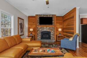 Unwind by the gas fireplace