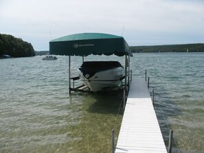 4 foot wide boat dock and hoist. 