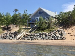 Lakeside view of the cottage.