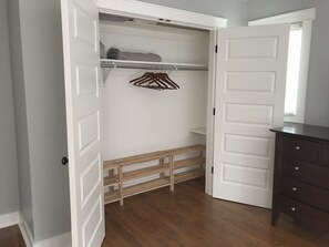 Large closet located in primary bedroom 