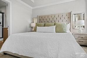 Beautiful primary bedroom with king bed!