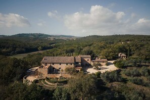 Aerial View of Le Porciglia Villa in the Tuscan Countryside