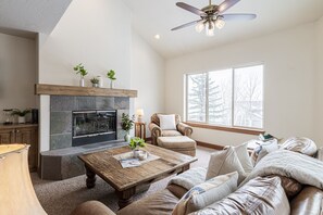 Open and bright with a vaulted ceiling