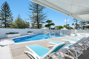 More photos of the fully renovated outdoor heated pool, there is also a bit of waterfall there.