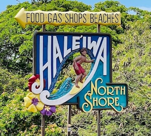 LESS THAN 1 MILE TO THIS SIGN ON WAIMEA SIDE OF HALEIWA TOWN.