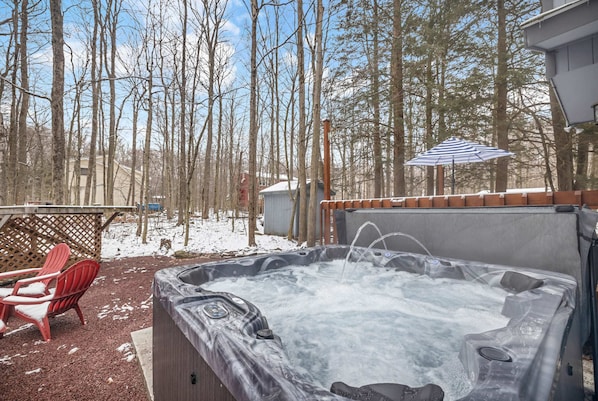 Indulge in the ultimate relaxation with your own private hot tub
