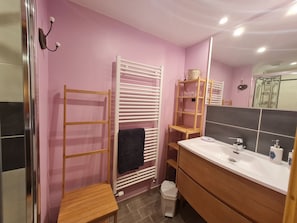 salle de douche de la chambre côté jardin