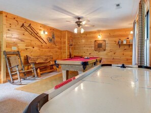 game room includes pool, foosball, and air hockey