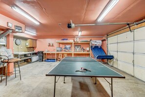 Head to our heated garage for the game room, where you'll find ping pong, arcade basketball, darts, board games and more.