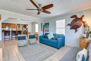 Living Room | Free WiFi | Central Heating & A/C | Full Sleeper Sofa