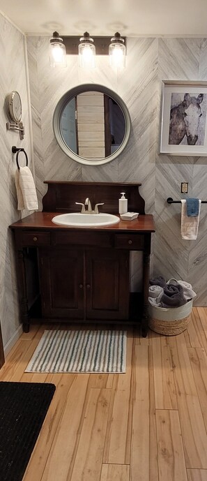 Large bathroom with shower!