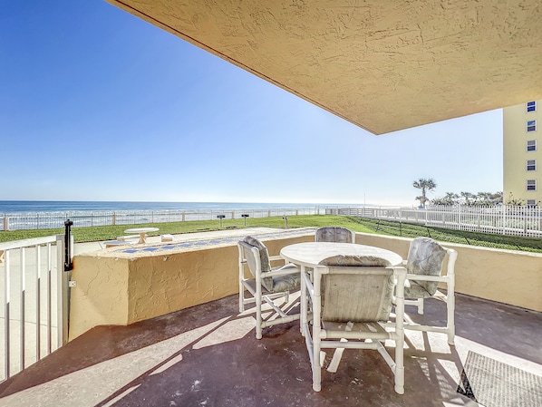 Open corner view with open oceanfront views.  Like having your own back yard.
