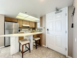 Breakfast bar view with 2 extra stools.