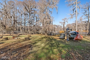 Kayaks and canoes available across the street at our other cabins
