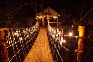 Bridge to the private hot tub