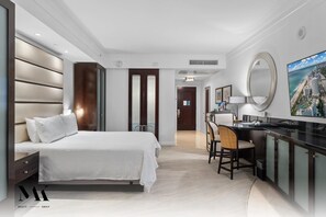 "Really awesome room and hotel. Great company to rent through and super responsive. We booked last minute and the room was ready for us upon arrival. We had a crib from the hotel that worked out great for our son. Huge room and jacuzzi bathroom. We had a beautiful pool and ocean view from the balcony. Comfy beds and very quiet room. We look forward to renting from this company for future trips...