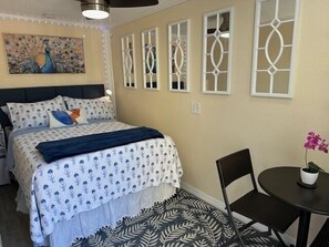 Plan to spend most time at the beach and out and about and don't need much space to retreat?  Teeny Bikini tiny suite packs in BIG charm and an array of free amenities at typically our most affordable stay option.  171 total square foot Suite. Efficiently designed. 