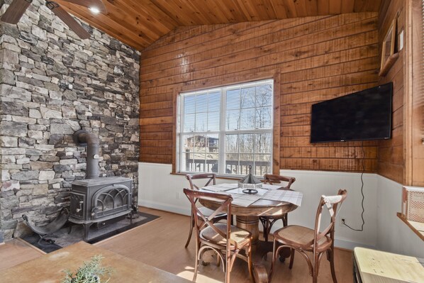 Living Room with wood burning stove 