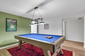 Game night ready with a full-size pool table.