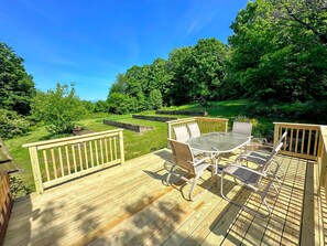 Rear deck with patio table