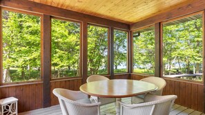 The screened in porch is a natural gathering place