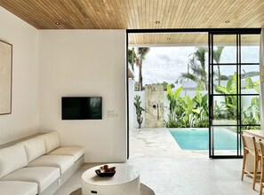 Poolside and a garden view