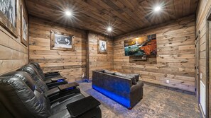 Enjoy a movie in the cozy home theater