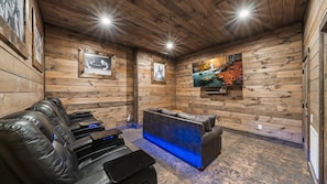 Enjoy a movie in the cozy home theater