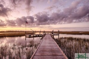 Watch sunset from the private dock 