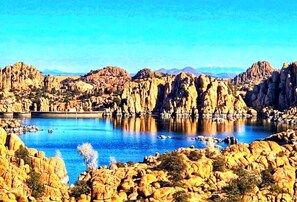 Watson lake 5-7 min away , famous for kayaking and hiking,  you will love 
