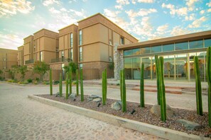 Parking lot and front desk