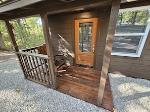 front door and porch