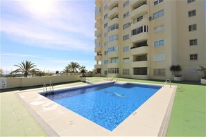 One of the two swimming pools available in this complex