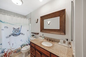 With ample counter space and storage options, our full bathroom ensures that all your toiletries and essentials are easily accessible, making your stay both convenient and delightful. 