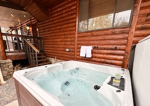 Relax in the 6-person jacuzzi after a full day of adventures.