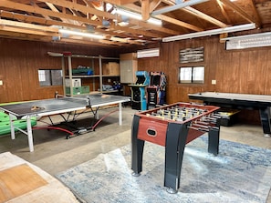 The all-star game room is fully equipped with air hockey, foosball, ping pong as well as kid-approved video games.