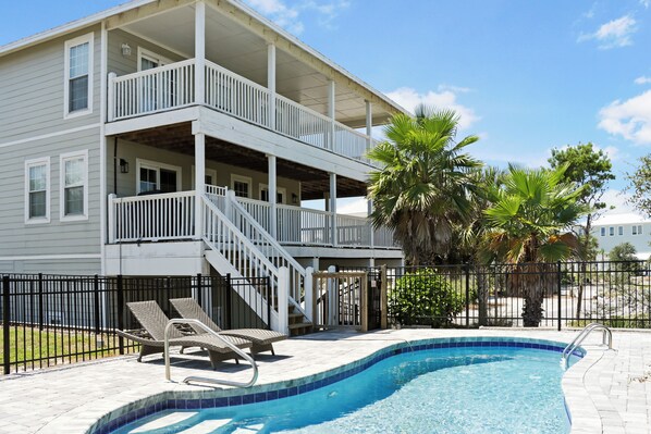 Covered Decks Overlooking Pool