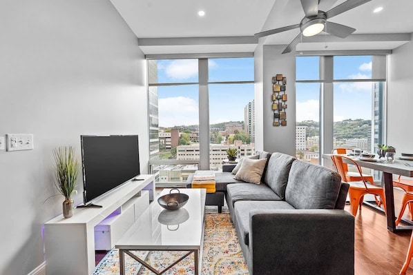 Living space is perfect for hanging in