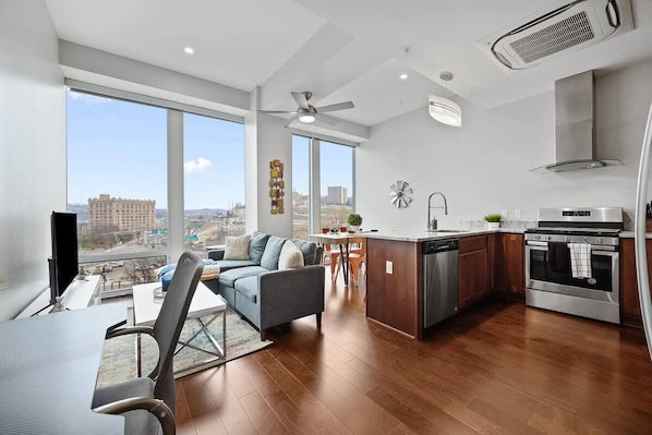 Living space is perfect for hanging in