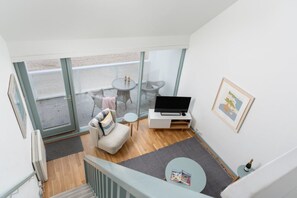 Light and airy looking down from the mezzanine