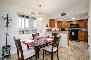 Dining and kitchen area.